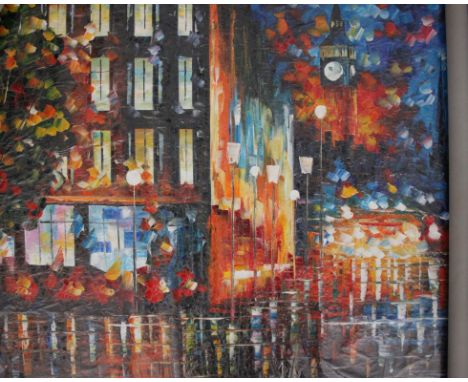 'London Lights' oil on canvas - certificate of authenticity included - signed 2019Leonid Afremov Size 30 x 40Leonid Afremov w