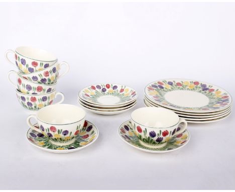 Bristol Pottery: Pountney &amp; Co. Ltd -  Fishponds 1935Rare Tulip pattern, City of Bristol Collection,   consist of 6 cups 