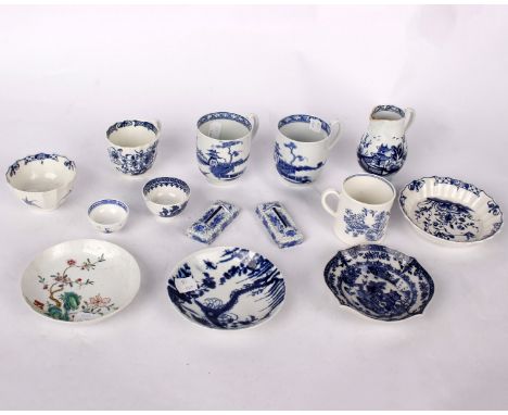A collection of 18th/19th century china items to include dishes, bowls, cups and jugs. Various factories to include Caughley,