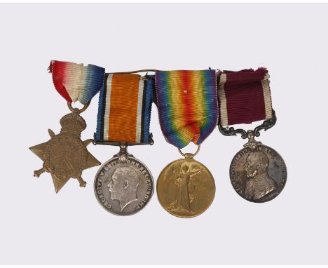 A collection of four World War I medals to include Long Service and 1914 Star to 4396 Sgt H.Tadd Somerset Light Inf plus two 