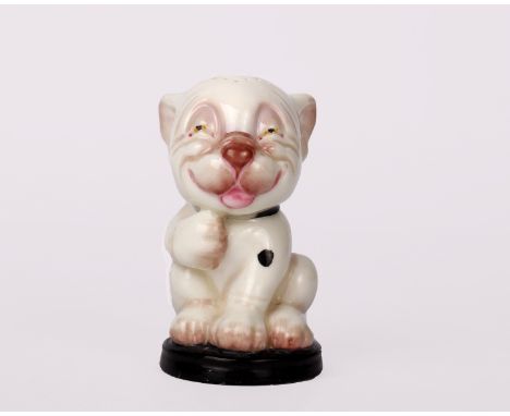 A Royal Worcester model, of Bonzo the cartoon dog, by George Study, made as a pepper pot, shape no. 2855, dated 1932, height 