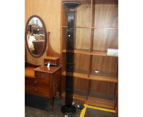 A modern metal and glass floor lamp, 183cm