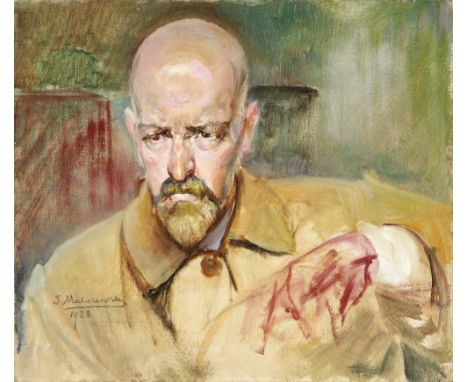 Jacek Malczewski (Polish, 1854-1929)Self Portrait Sketch signed and dated 'J. Malczewski / 1923' (lower left)oil on canvas43.