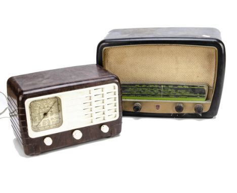 Bakelite Radios, a Philips Radio model 341A together with an Ultra T401, reasonable condition untested