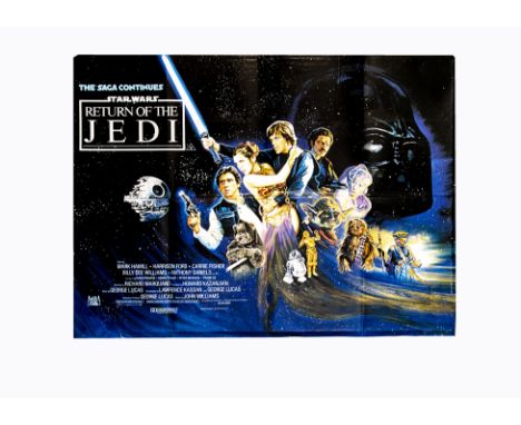 Star Wars Return Of The Jedi (1983) UK Quad poster, featuring Josh Kirby art, this being the early first print version, the p