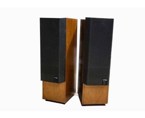 KEF Speakers, a pair of KEF Model 104/2 reference Series floor standing speakers, wood cabinets and cloth covers in very good