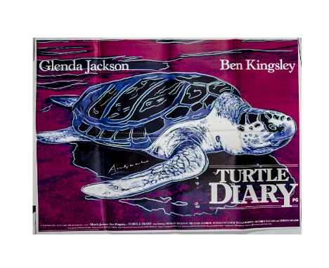 Turtle Diary (1985) Warhol UK Quad poster, featuring Andy Warhol art, this nature drama starring Glenda Jackson and Ben Kings