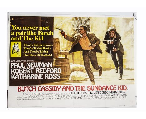 Butch Cassidy And The Sundance Kid (1969) UK Quad poster, for the western starring Robert Redford and Paul Newman, poster art