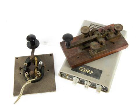 Morse Code Key, Morse code key model WE8208 wooden base PATT 1056.A.  plus another morse code key together with Datong morse 