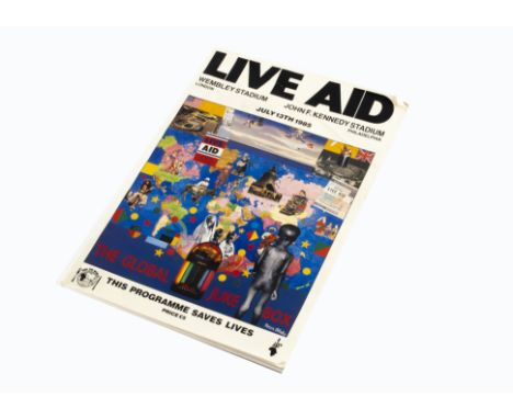 Live Aid Programme, Official programme from the event - light crease on right top edge and light foxing to corners, otherwise