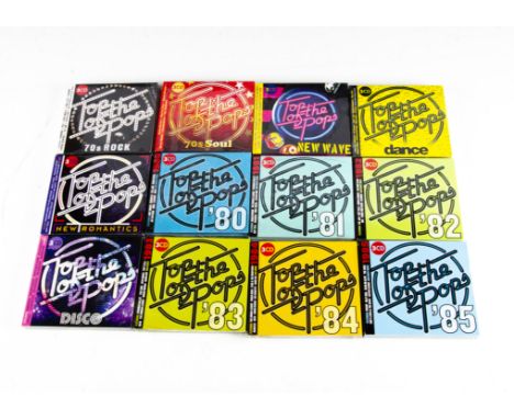 Top of the Pops Box Sets, 12 three CD Box Sets, all brand new and sealed comprising 80, 81, 82, 83, 84, 85, 70s Rock, New Rom
