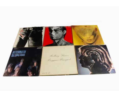 Rolling Stones LPs, six albums comprising Beggars Banquet (UK Mono), Sticky Fingers (UK Zip Sleeve), Goats Head Soup (UK with