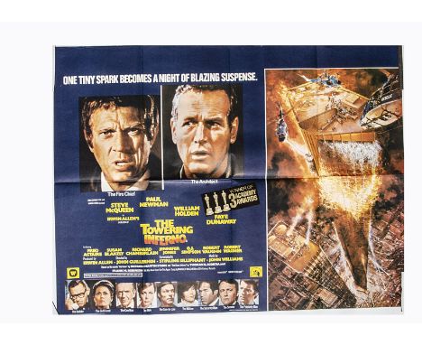 Towering Inferno (1974) UK Quad poster, this being the first release poster with added Oscars sticker, with John Berkey poste