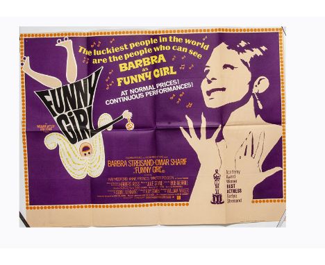 Funny Girl (1967) UK Quad poster,  for the Barbara Streisand musical, this being the first release Oscars version Quad. One c