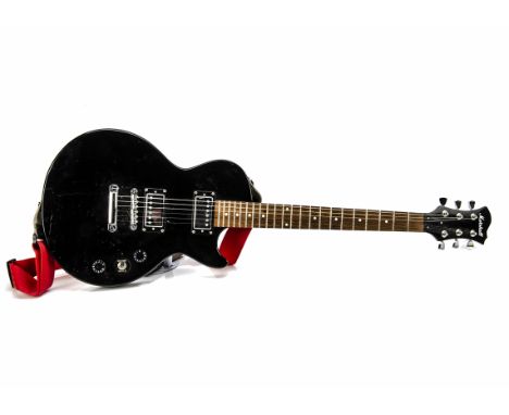 Electric Guitar / amplifier, an electric guitar stamped Marshall (made in Vietnam) coloured black in good condition with gig 