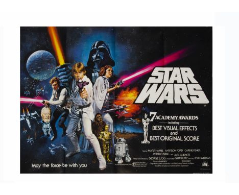Star Wars (1977) UK Quad poster, this being the first release "Oscars" version with poster art by Chantrell. Slight creasing 