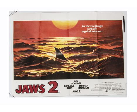 Jaws 2 (1978) UK Quad poster, this being a Style-B first release poster for the first of the "Jaws" sequels. Poster looks unu