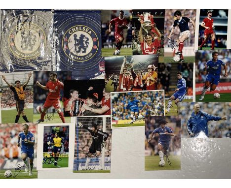 Collection of football memorabilia to inc: eight signed 10x12" glossy photo prints with LFC players inc Fowler, Mascherano, D