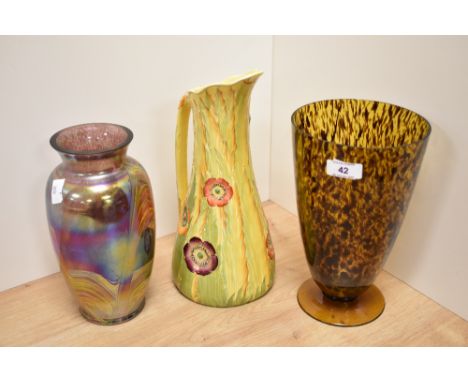Murano Baluster Form Iridescent Glass Vase