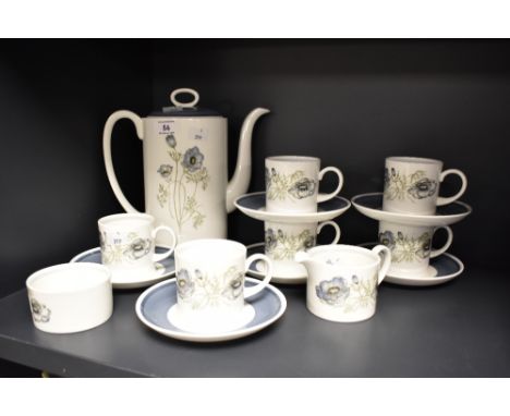 A Wedgwood Susie Cooper Design 'Glen Mist' coffee service, comprising coffee pot, cups and saucers, sucrier, and milk jug