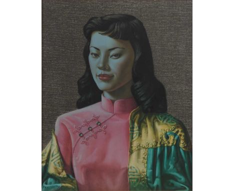 Vladimir Tretchikoff, Miss Wong, vintage print, period cream frame,50x60cm.
