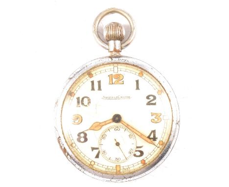 Jaeger-LeCoultre - a military open face watch, 44mm circular arabic dial with lume at 12, 3 and 9, luminous hands, subsidiary