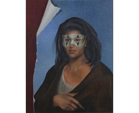 John Voss,Surrealist Portrait, 'Venice',oil on canvas,signed and dated 1998,51x41cm.
