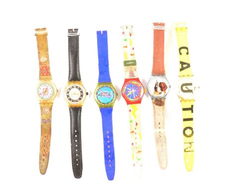 Swatch - Nineteen vintage novelty wristwatches, to include The Rose, with outer card box; Cocktail Hour, with plastic cocktai