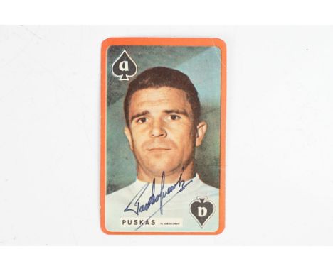 A signed playing card by Ferenc Puskas. 