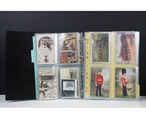 Collection of early 20th century, mainly printed postcards, to include: First World War and Christmas examples, to include Tu