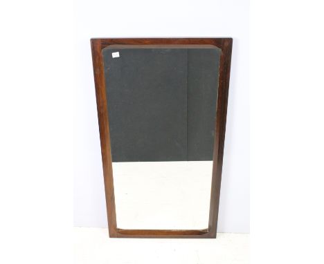Danish hardwood mirror, maker's mark verso for Aksel Kjersgaard, Odeder, Made in Denmark, Heal's, London, label verso, number