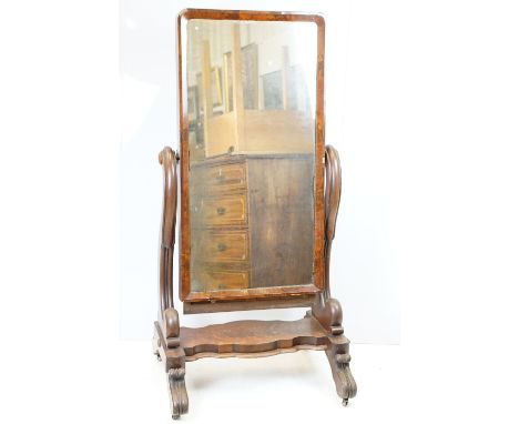 Victorian mahogany swing frame mirror of substantial proportions, 153cm high x 77cm wide x 63cm deep 