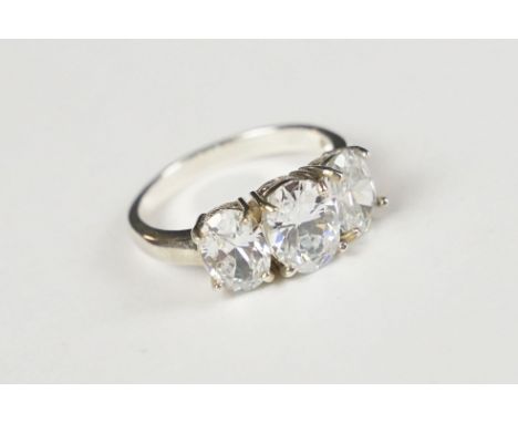Silver and CZ trilogy ring 
