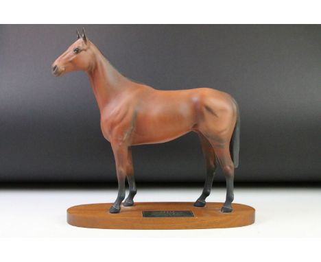 Beswick 'Arkle' connoisseur model racehorse with matt finish, raised on an oblong wooden base, approx 29.5cm high 