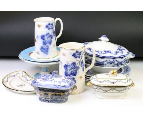 Collection of mixed ceramics, mostly 19th century, to include Spode / Copeland Spode, Booths Willow Pattern, 'Paris' Royal Se