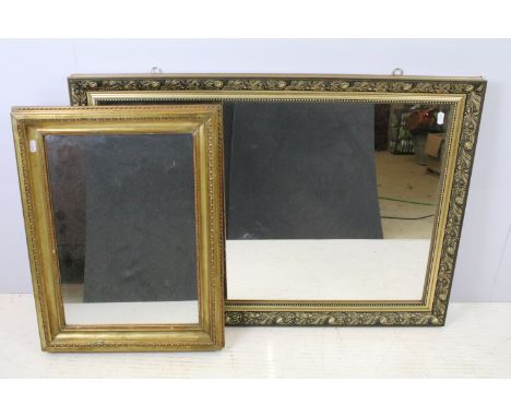 Early 20th century gilt framed wall mirror, 57 x 43.5cm together with another gilt framed mirror, the edging decorated with f