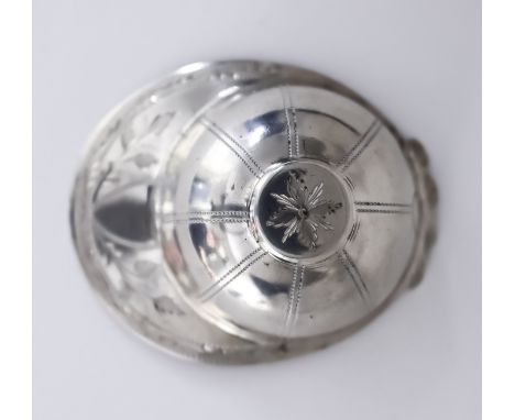 A George III Silver "Jockey Cap" Pattern Caddy Spoon, Birmingham 1798, engraved with floral ornament and bandings, 2ins x 1.6