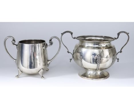 A George V Silver Circular Two-Handled Bowl and an Edward VII Silver Two-Handled Bowl, the George V bowl by R. F. Mosley &amp