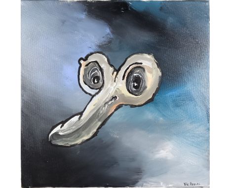 ***James Roderick Moir (aka Vic Reeves - born 1959) - Acrylic - "Space Goblin" - Surrealist image of a pair of eyes and nose,