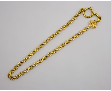 A Good Patek Philippe 18k Gold Chain Link Albert, with circular link containing Patek Philippe logo and with split ring to on