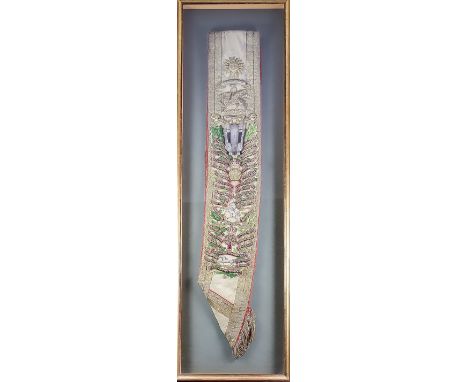 The Regimental Drum Majors Sash of the East Kent Regiment The Buffs, heavily embroidered sash bearing the regimental badge an