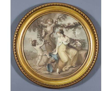 After Francesco Bartolozzi (1727-1815) - Pair of coloured mezzotints depicting Spring and Autumn - Scantily clad young ladies