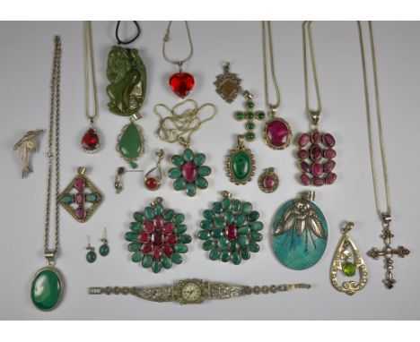 A Large Quantity of Silver and Gem Set Silver Jewellery, various, modern, total gross weight 21ozs Note: Photographic conditi