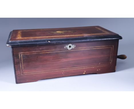 A Swiss Eight Air Musical Box, Late 19th Century, No. 81779, with 5.25ins single piece steel comb, in painted as rosewood cas