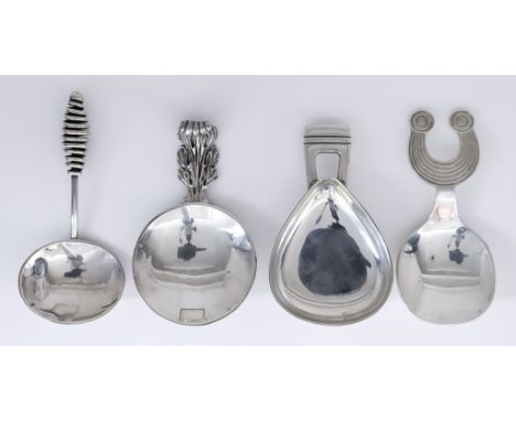 A George V Silver Caddy Spoon and Three Elizabeth II Silver Caddy Spoons, the George V spoon by Robert Richard Prout, London 