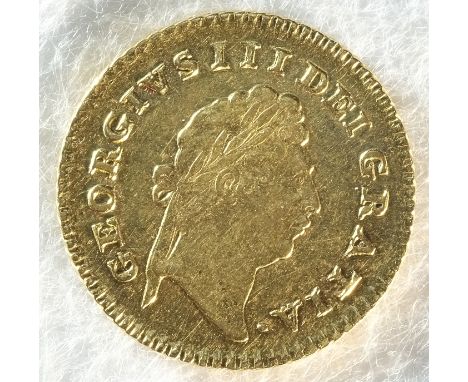 George III (1760 - 1820) 1797 third-guinea. Obv: First laureate head right. Rev: Crown, date in legend S. 3738. Good Very Fin