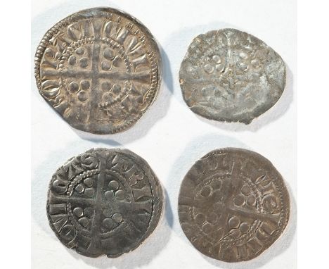 4x English hammered silver coins consisting of: Edward I York mint penny, type 3b, S. 1429, Very Fine. Edward I Newcastle min