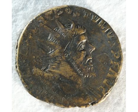 Postumus double sestertius, 20.8 grams, 30.7 mm, IMP C M CASS LAT POSTVMVS P F AVG: Bust of Postumus, radiate, draped, right 