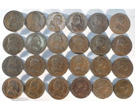 24x John Wilkinson Iron Master 18th century provincial tokens consisting of: 1790 halfpenny, DH387a, Good Fine. 1790 halfpenn