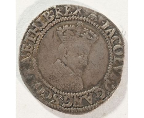 Ireland, James I (1603 - 1625) sixpence, 2.14 grams, 22.6 mm. First coinage 1603 - 1604. Obv: Crowned bust facing left. Rev: 